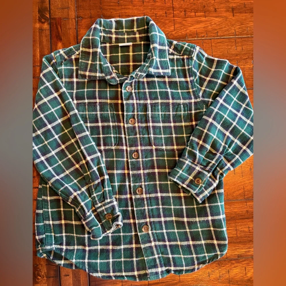 Baby Gap 4T Lot - Cute Crewneck Shaker Sweater, Soft Plaid Flannel -